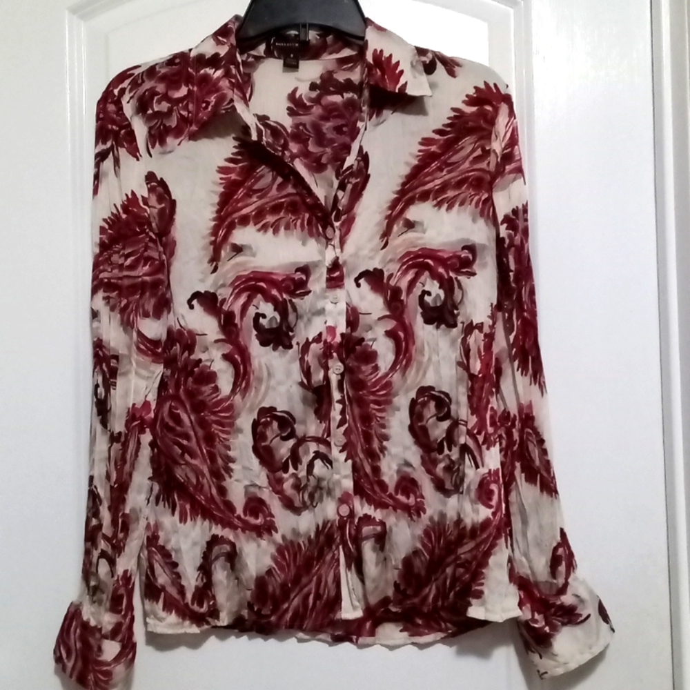 🎁 4/$20 Dana Buchman pleated long sleeve blouse